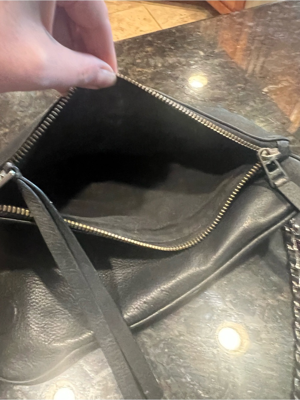 Zadig & Voltaire Black Leather Chain Crossbody with Silver Wing Emblem - Picture 8 of 15